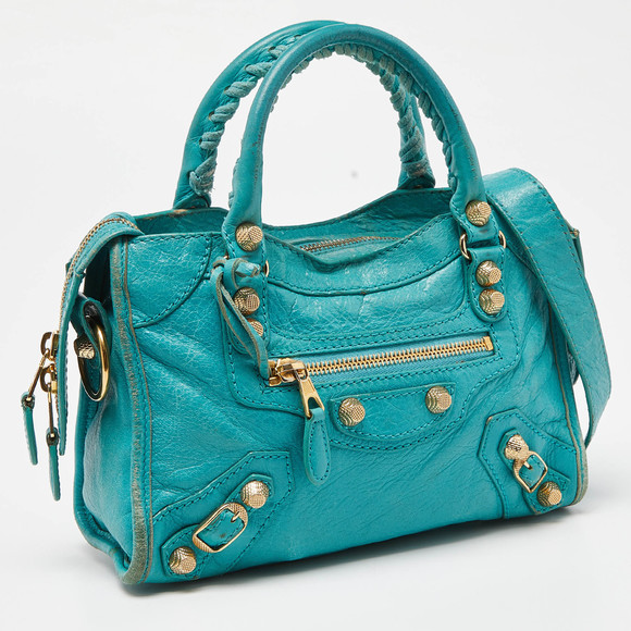BALENCIAGA Bleu Tropical Leather Mini Classic City Bag - Picture 3 of 8